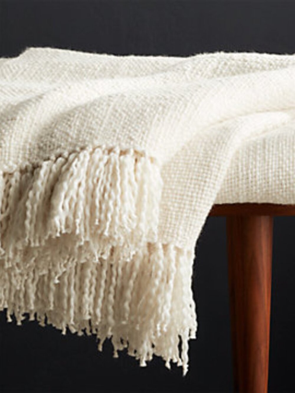 Styles 80"x80" Ecru Fringe Throw Blanket
